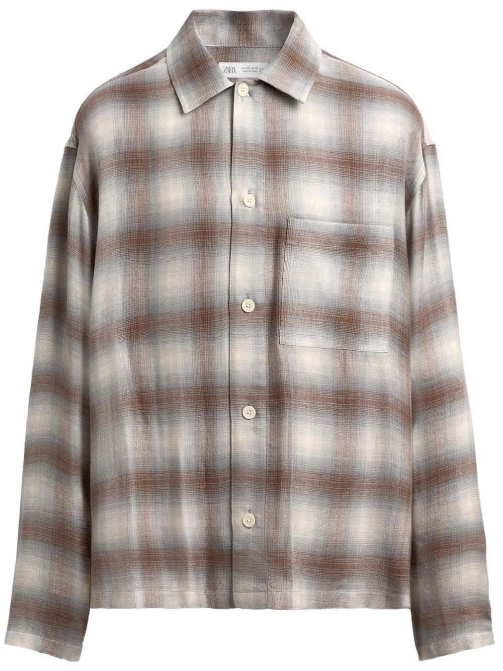 ZARA Men’s Plaid Pocket Shirt Color Gray Size XL